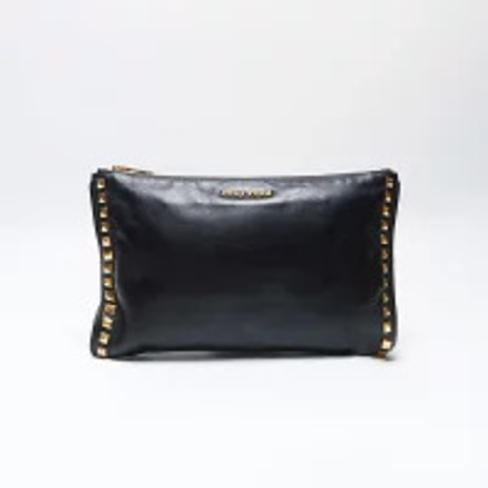 Miu Miu Studded Black Leather Clutch Bag